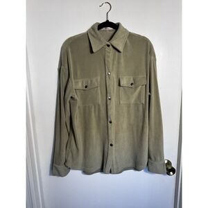 Bailey Rose Women's S Sage Green Fleece Button Up Shacket Jacket Pockets Casual